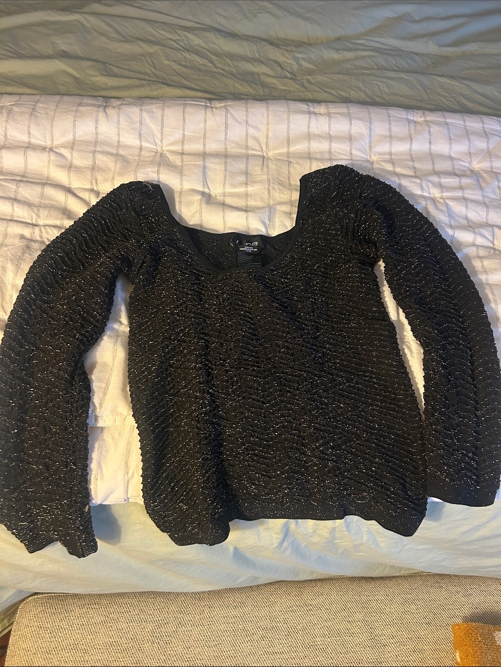 Black Bebe Textured Sparkle Shirt